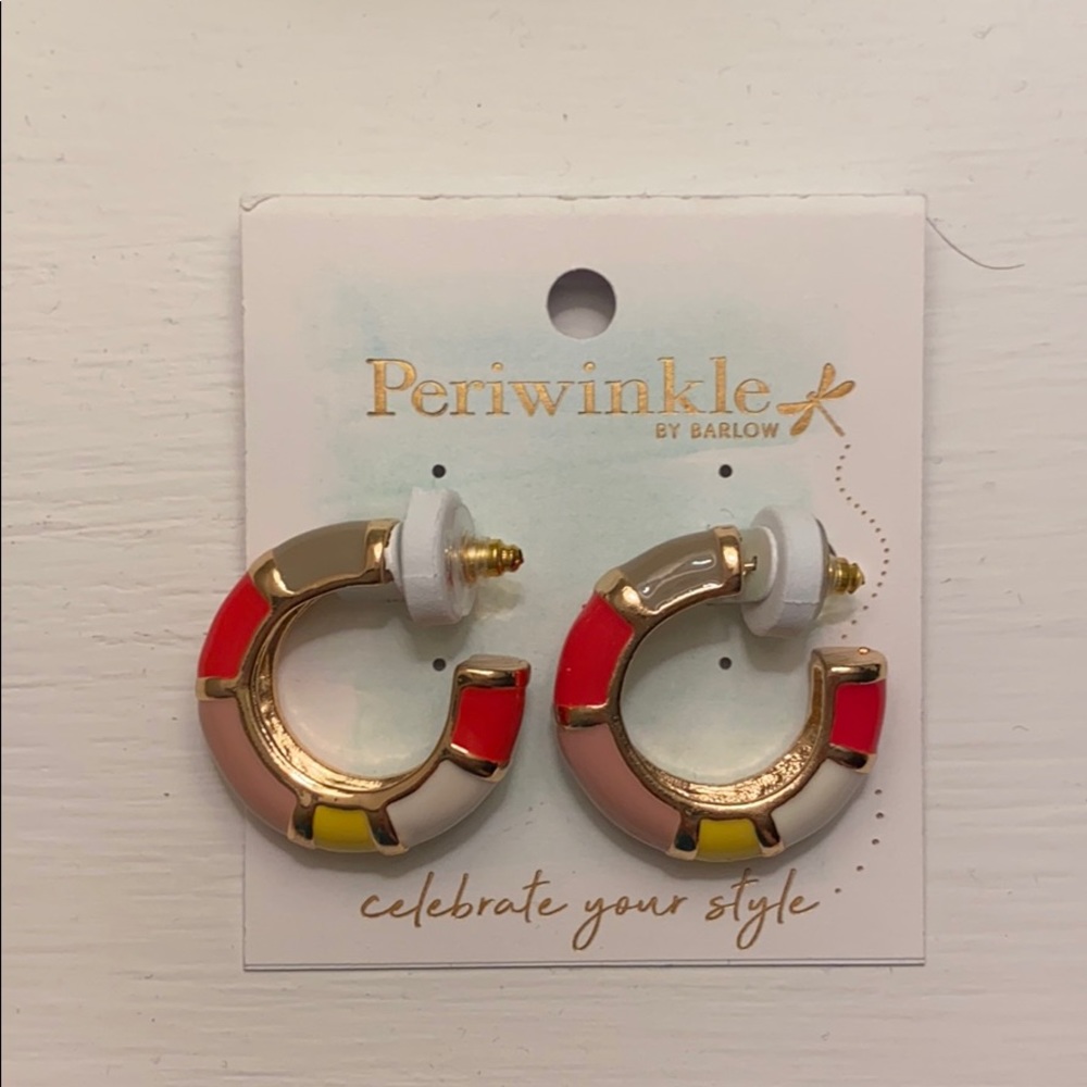 Gold + enamel hoop earrings